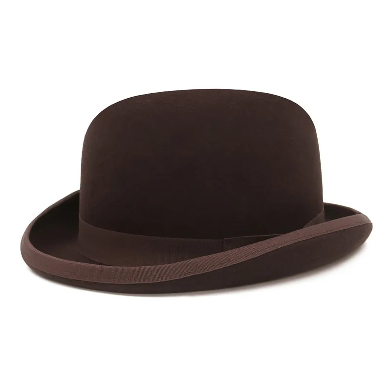 Wool Felt Derby Bowler Hat - Classic Fedora Costume Hat for  display picture 1