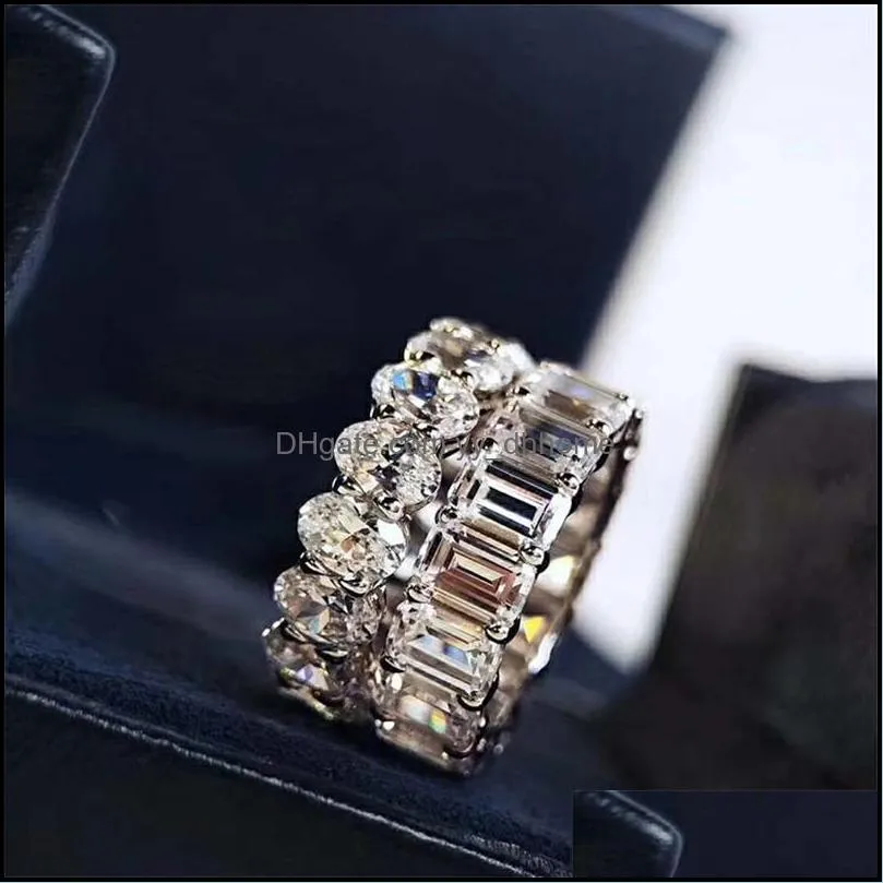 Hot Sale New Arrival Luxury Jewelry 925 Sterling Silver&ampGold Fill Princess Cut White Topaz CZ Diamond Women Wedding Engageme 57 L2