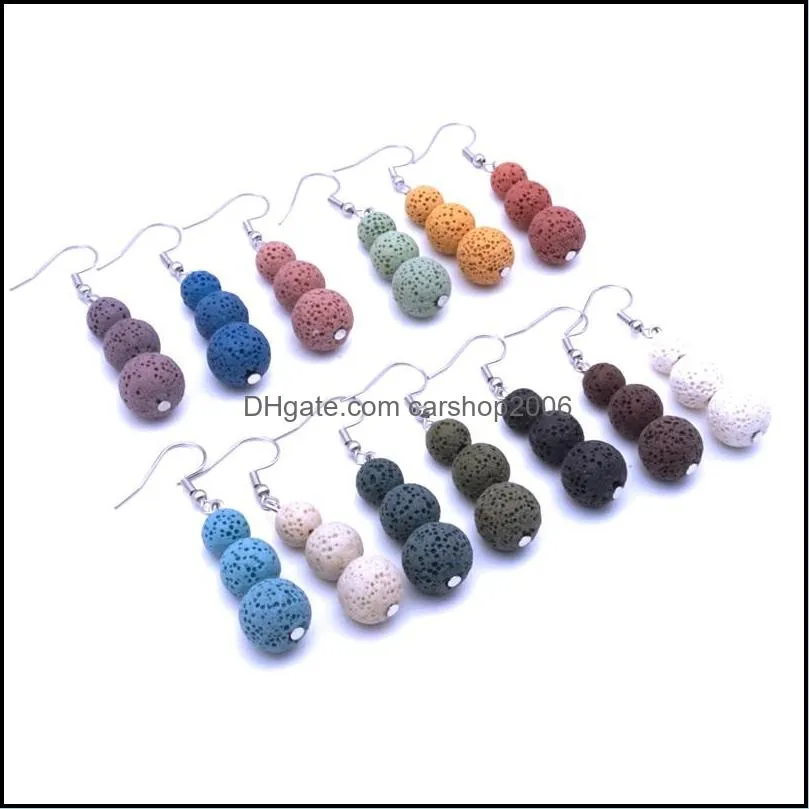 Charme 8Mm 10Mm 12Mm Pierre De Lave Charmes Boucles D'oreilles Diy Huile Essentielle Diffuseur Bijoux Femmes Perles Volcaniques Boucle D'oreille Drop Deliv Dhseller2010 Dhzlv