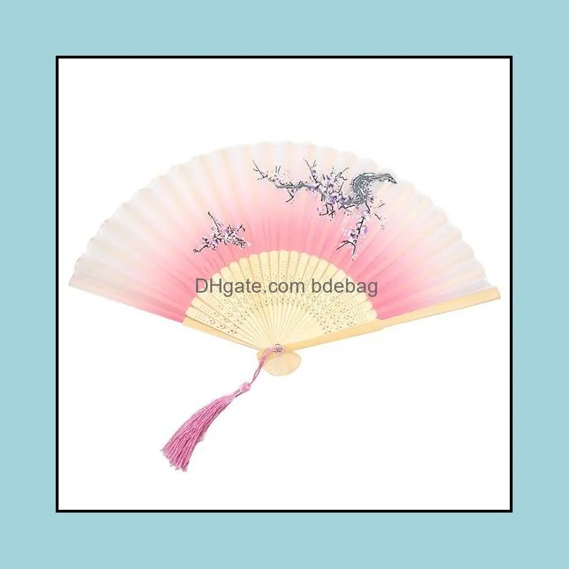 Other Home Decor Vintage Chinese Style Dance Wedding Party Lace Silk Folding Hand Held Flower Fan Performance Handheld Props Drop