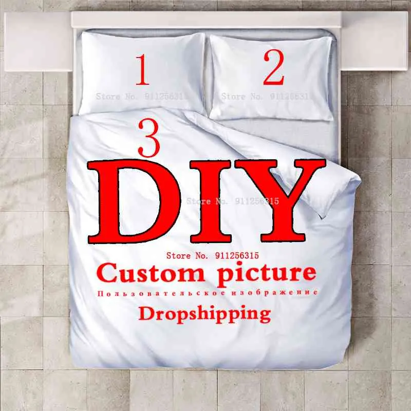 DIY 3 SET RATENDO RATEMENTO DE BATAGEM Tamanho personalizado Queen King Duvet Capa travesseiro