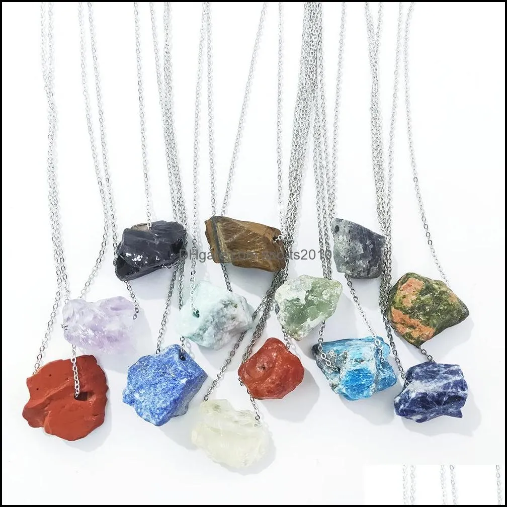 Arts And Crafts Arts Gifts Home Garden Irregar Natural Crystal Stone Charms Necklaces Quartz Pendant Wholesale Jewel Dhnhs