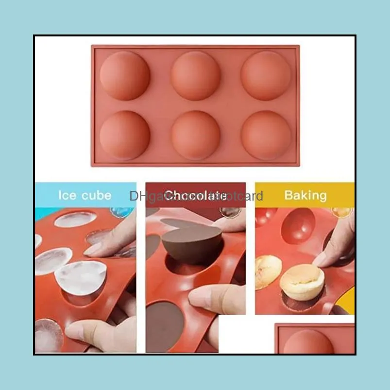 Große Sile-Rundformen mit 6 Mulden zum Backen von Schokoladen-Eiswürfeln, antihaftbeschichtete Mods, Gelee-Pudding, Cupcake-Mousse-Pfanne, Tablett, Drop-Lieferung, 2021, Bakewar