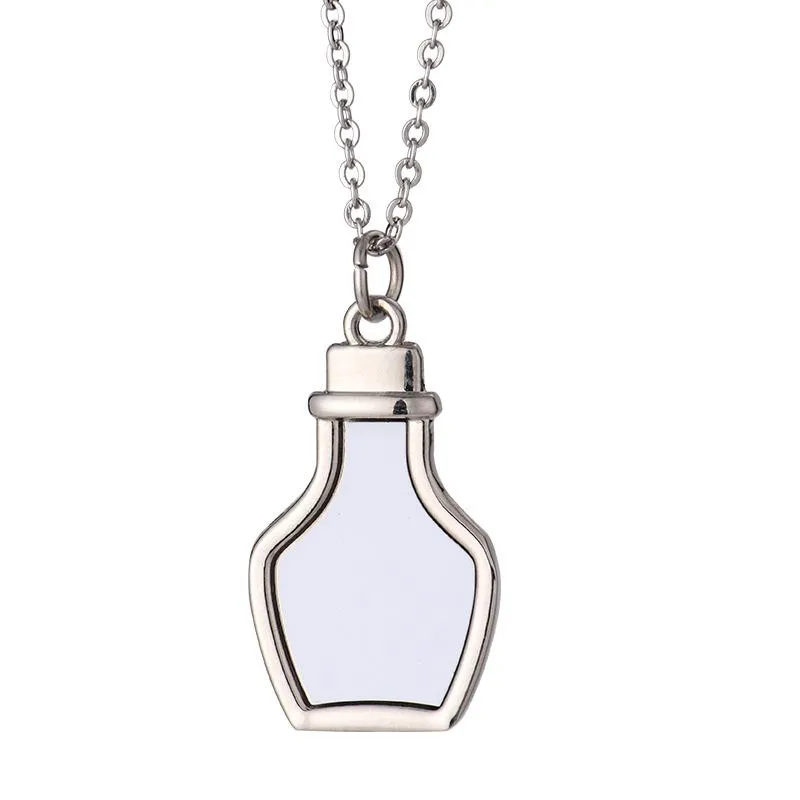 Sublimation Blank Wishing Bottle Pendant Necklace Heat Transfer Peach Heart Necklace DIY Fashion Holiday Gift