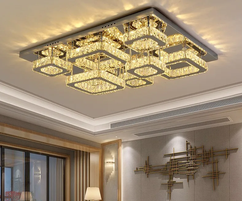 Luxury silver ceiling lamp Chandeliers living room modern crystal lights bedroom led Lamps dining crystal Fixtures kitchen