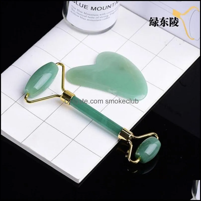 Natural crystal jade jewel roller massager scraping board set gift box beauty face-lift