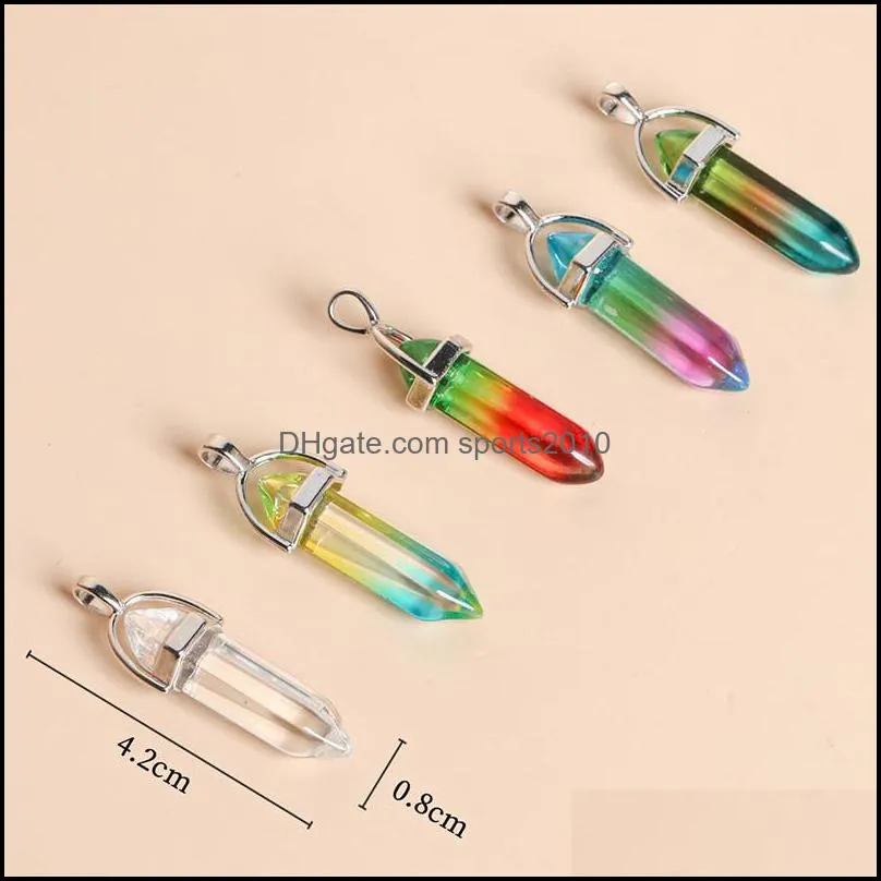 colorful glass charms hexagon pendants for jewelry making diy necklace earring gifts sports2010