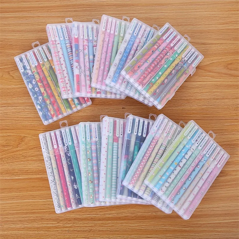 Simpatica cancelleria Kawaii 10 pezzi set penne gel colorate 10 colori penna glitter stile coreano creativo per forniture per ufficio scolastico Doodle 220714