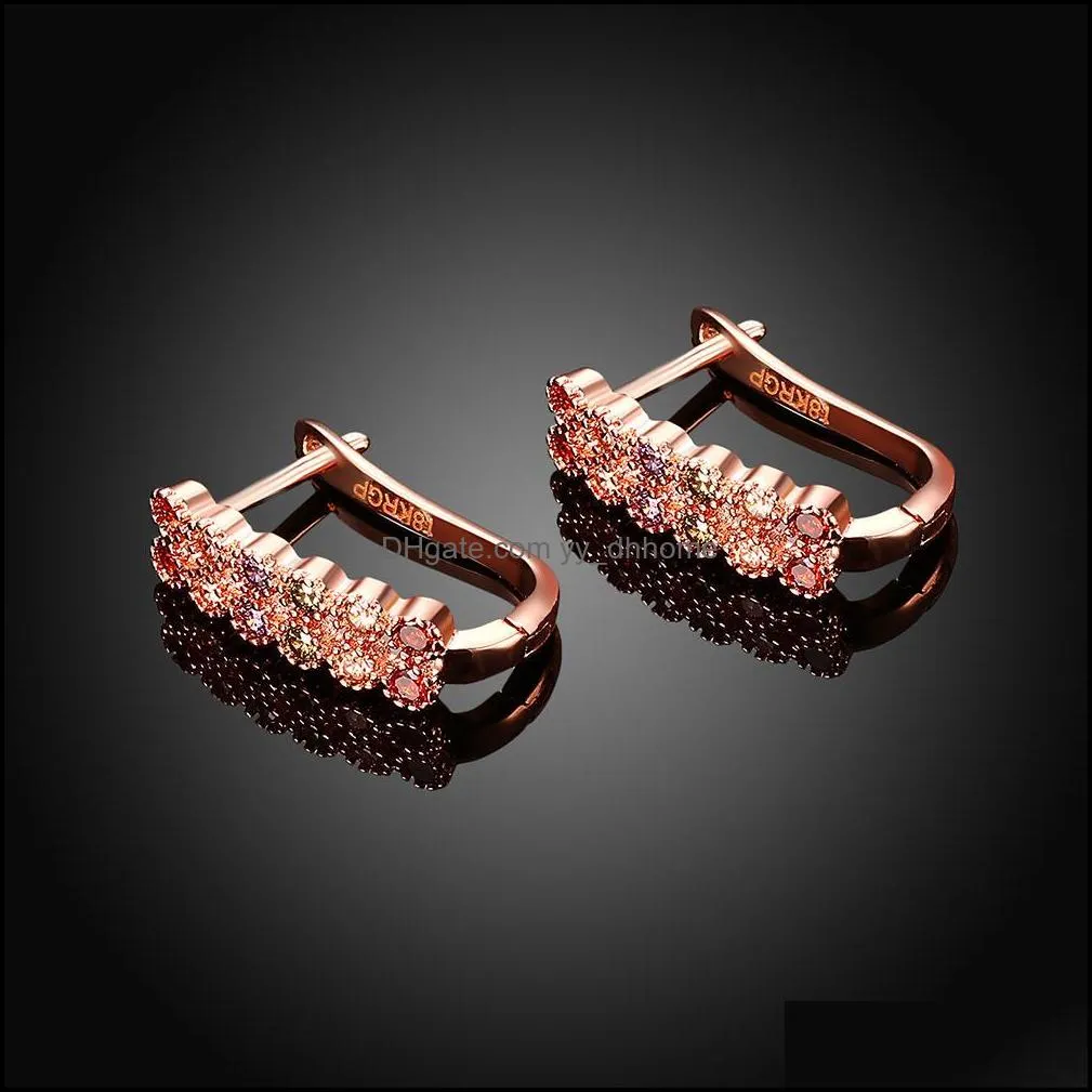 beautiful design 18k rose gold plated clip earrings with zircon women fashion party jewelry