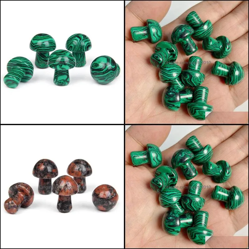 20mm mini malachite stone mushroom plant statue stones ornament carving home decoration crystal polishing gem sports2010