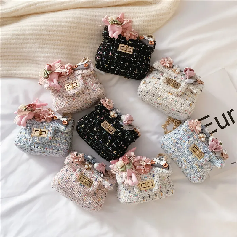child Crossbody Bags New shoulder bag cute woolen small square bag Fashion boys and girls mini coin purse