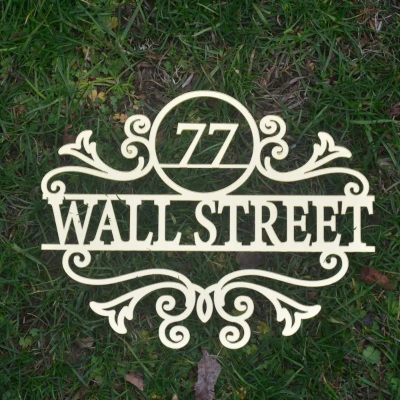 زخرفة الحزب علامة عنوان علامة على علامات الباب الأمامي رقم مخصص لوحة الشارع في الهواء الطلق الجدار المعدني الفن 5