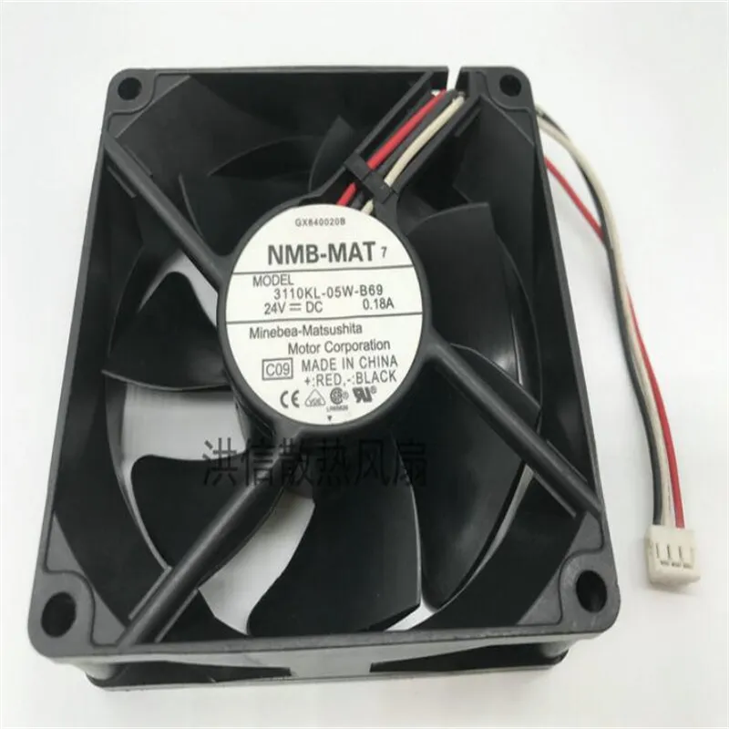 مروحة الجملة: الأصلي NMB 8025 3110KL-05W-B69 DC24V 0.18A 80*80*25MM مروحة محورية ثلاثية الخطوط