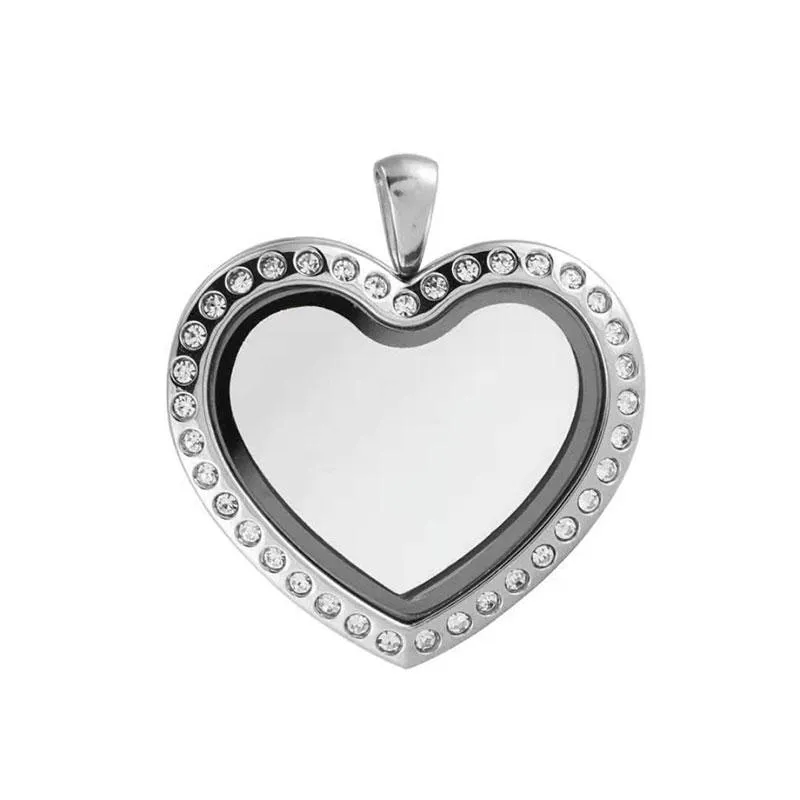 Pendant Necklaces Stainless Steel Magnet Hinged 30mm Heart Shape Locket For Custom Floating Charms Keepsake Xmas GiftPendant
