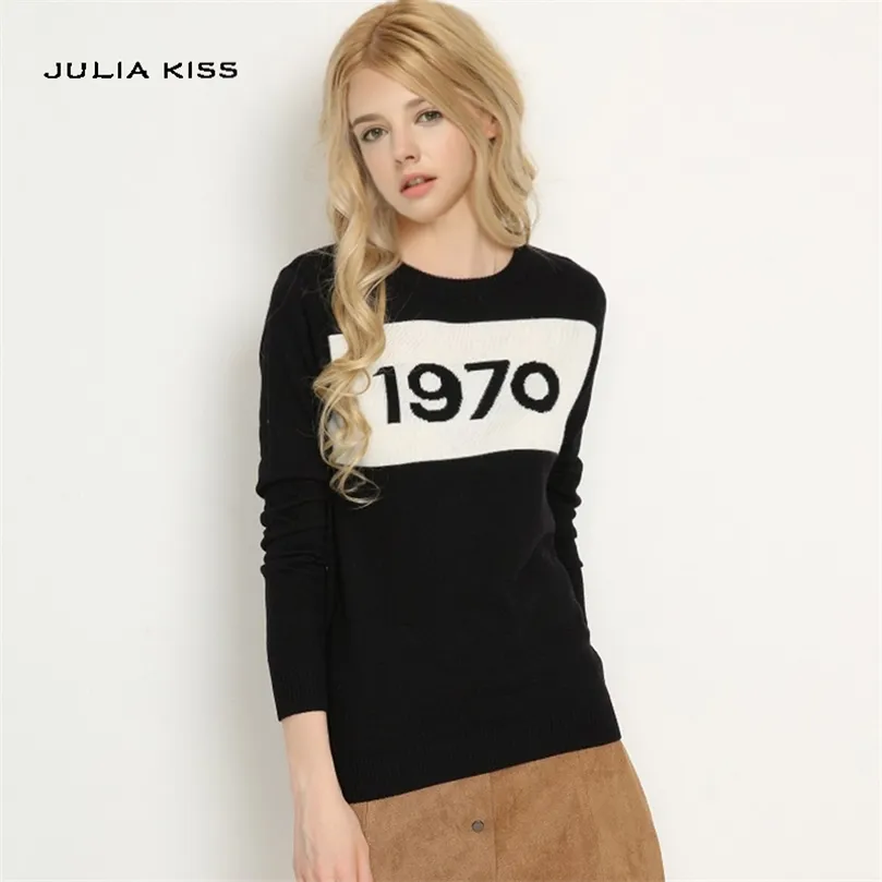 Women 1970 Letter Pullover Long Sleeve Sweater Hot Fashion Star
