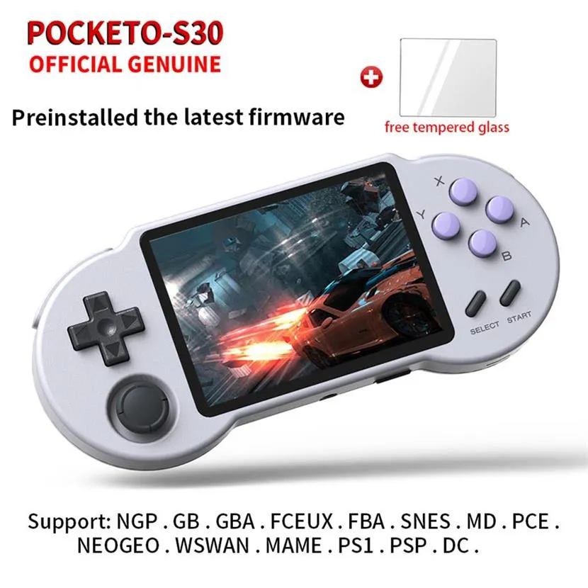 Pocketgo S30 تم تثبيت أحدث البرامج الثابتة Retro Game 3.5 بوصة IPS شاشة محمولة محمولة وحدة التحكم في ألعاب الفيديو PS1 ، DC ، 210296T
