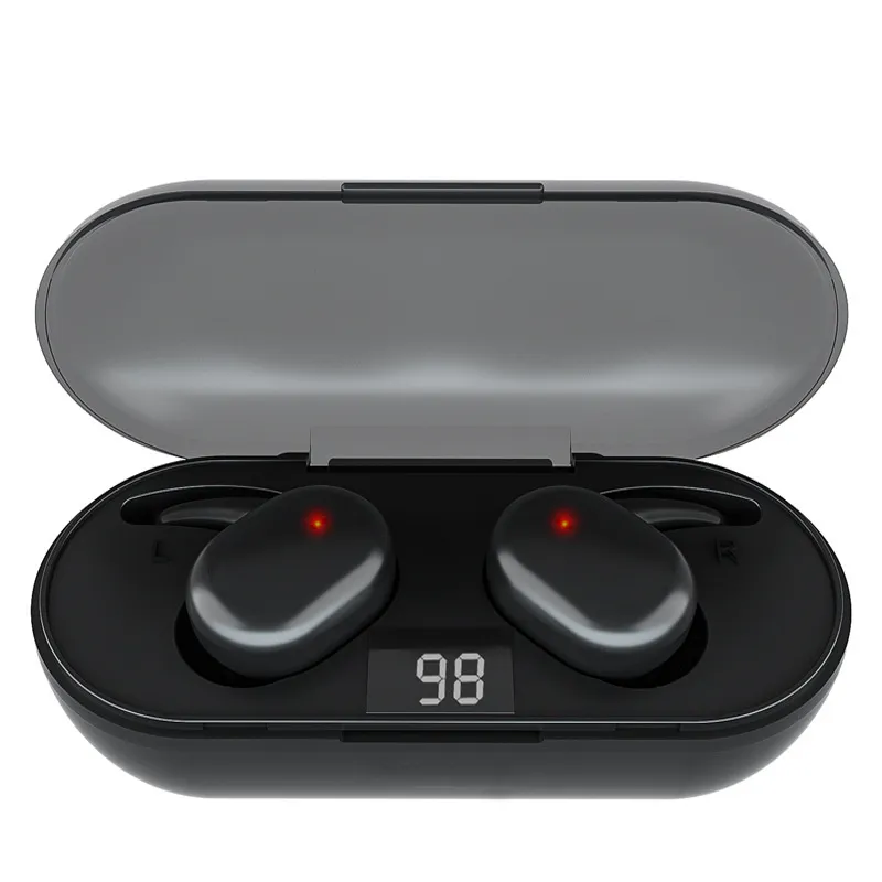 Q2 TWS Bluetooth 5.0 Trådlös hörlur Earskydd Spel Stereo Sound Sport -hörlurar med LED Display Touch Noise Reduction