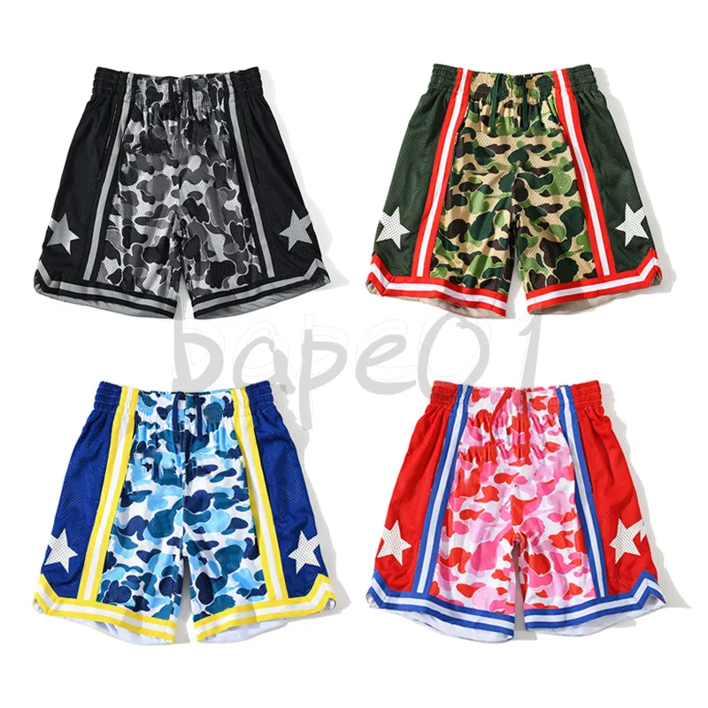 Męskie szorty od projektantów Męskie letnie modne spodnie plażowe Unisex styl hip-hopowy wzór kamuflażu Bawełniane sportowe krótkie spodnie