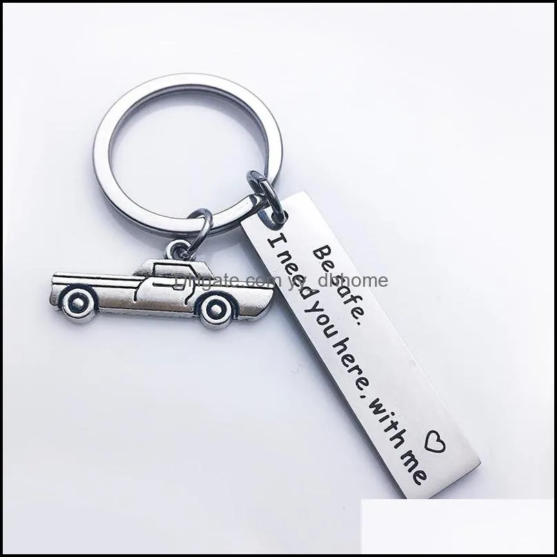 Engraved Keychain Stainless Steel Key Ring Never Drive Faster Than Your Angel Can Fly Stamped Keychain Angel Key Chains Jewelry