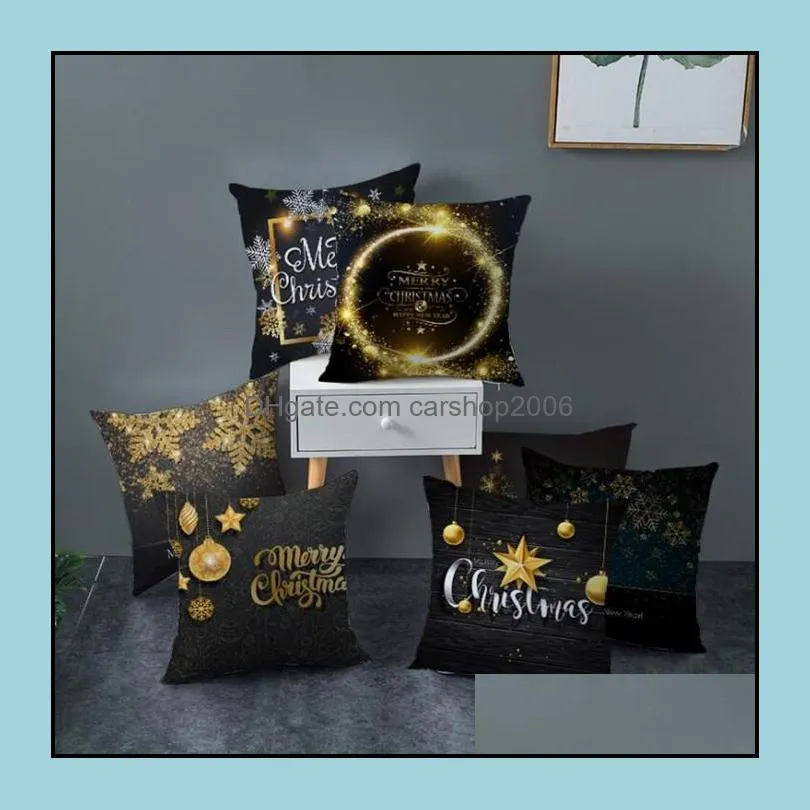 taoup gold black snowflake merry christmas pillowcase xmas decor for home decor for christmas ornaments xmas noel santa wy889