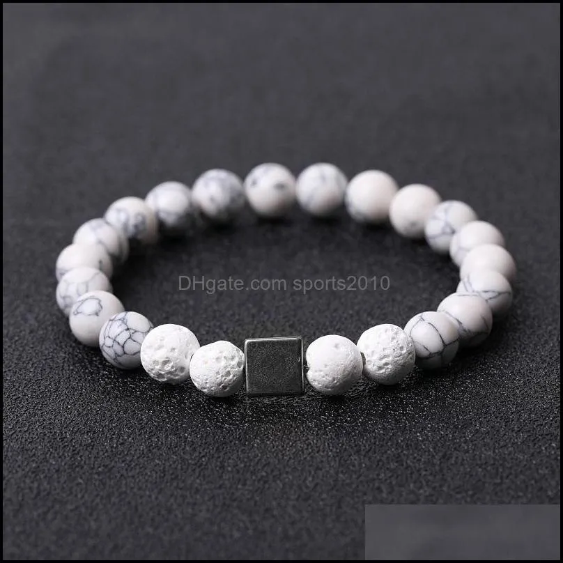 8mm white dyed lava stone chakra stone strand bracelets for women men yoga buddha energy jewelr sports2010