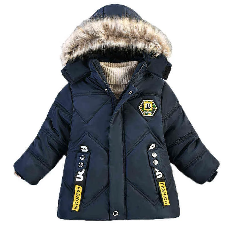 2021, chaquetas de invierno para bebés, ropa de abrigo con capucha de felpa gruesa para niños, chaquetas cálidas con cremallera, chaqueta de nieve para niños de 2 a 5 años J220718