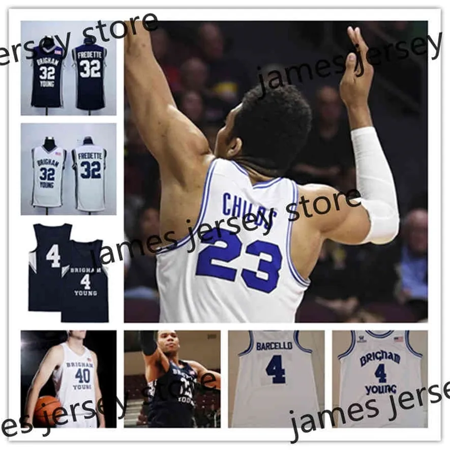 MIT88 2022 College Compre a camisa de basquete personalizada Brigham Young Cougars 32 Jimmer Fredette 4 Alex Barcello 5 Jake Toolson 23 Yoeli Childs 25 Gavin