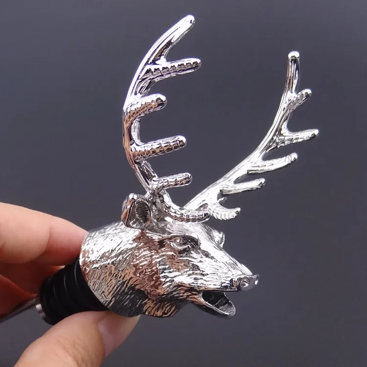 New Deer Stag Head Wine Pourer Stopper Wine Aerators Metal Bar Tools Accessory