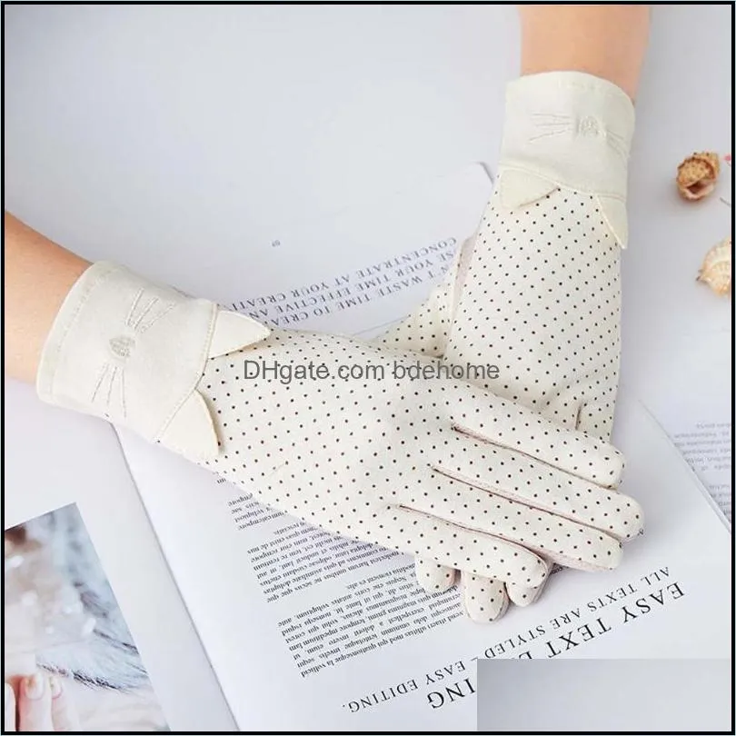 Five Fingers Gloves 2021 Fashion Sun Protection Women Summer Riding Elastic Cotton Thin Driving Full-finger Breathable1