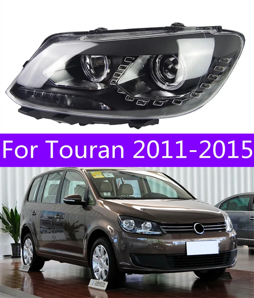 Bilkastare för Touran 20 11-20 15 LED Halogenlampa strålkastare Drl Driving Light Angel Eyes Turn Signal Front Lamp Accessories