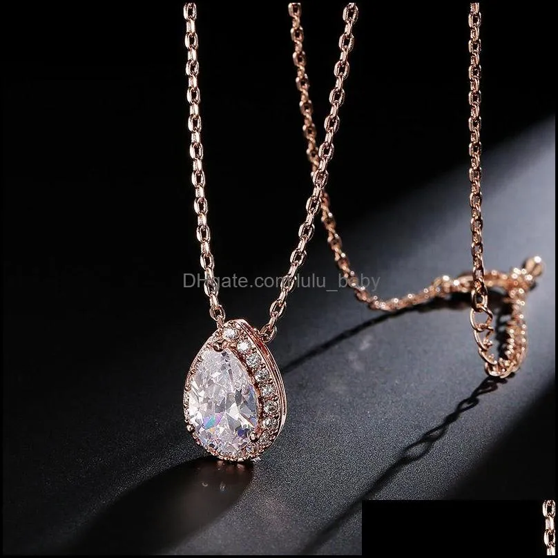 new fashion 3a cubic zirconia silver teardrop earrings pendant necklace for women trendy elegant bridesmaid wedding party jewelry