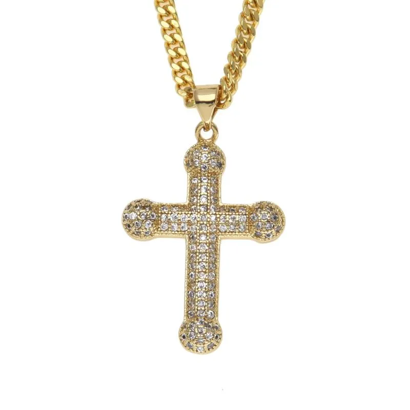 Pendentif Colliers Hip Hop CZ Pierre Pavée Bling Out Or Croix Pendentifs Collier Pour Hommes Rappeur Bijoux 24 "Cuban ChainPendant PendantPe