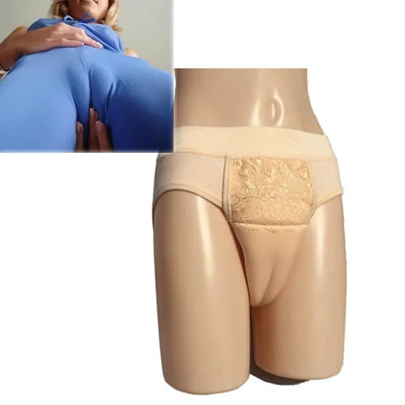 Transgender Crossdressing Gaff Panty with Padded Camel Toe Design,  Comfortable Underwear for MTF - Beige