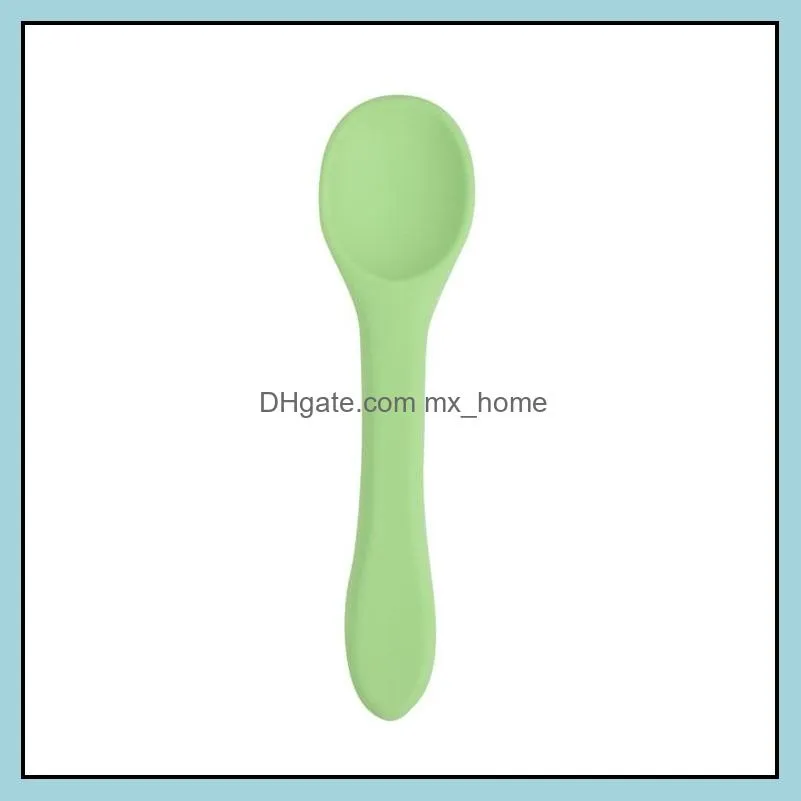 baby learning spoon utensils soft silicone candy color safety non slip spoons children kids boy girl food feeding tool 20220305 h1