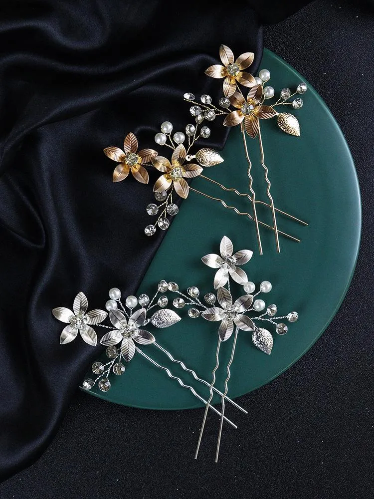Headpieces Rhinestones Brudhårstift blommor Kvinnor Prom Party smycken bröllopstillbehör för gäst 2st clipsheadpieces