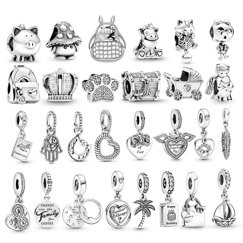 New 925 Sterling Silver Charm Charm Travelm Cat Pingente Fit Pandora Bracelet for Women Gift