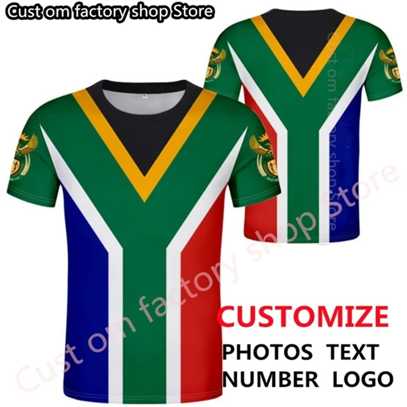 Camiseta da África do Sul DIY Nome personalizado gratuito Número masculino Mulheres Corker Fashion Fashion O pescoço de verão Mens roupas 220620