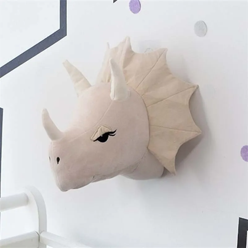 Animal Tête Dinosaure Décoration Murale Éléphant Cerf Suspendu Mont Animal En Peluche En Peluche Jouet Princesse Poupée Fille Enfant Cadeau Chambre De Bébé 220808