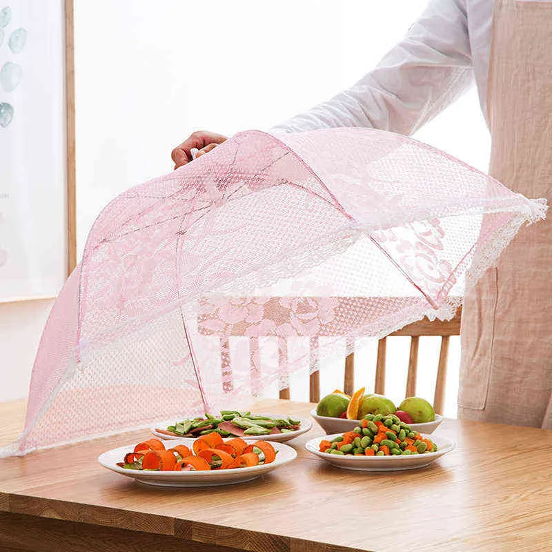 1pc المظلة الدانتيل شكل الغذاء غطاء المطبخ المطبخ المضاد للبعوض الطاولة