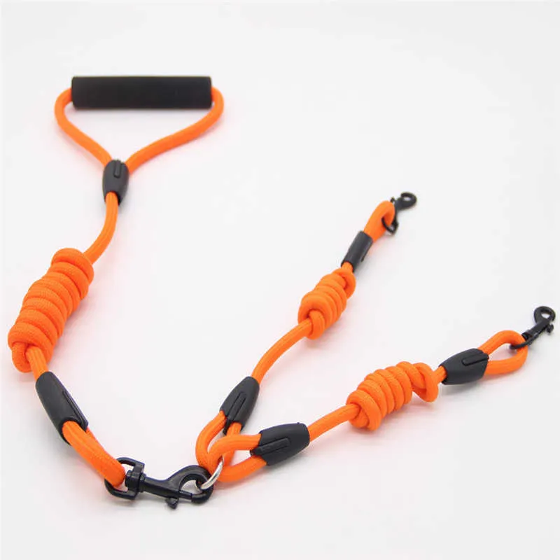 Hundhalsar Leashes Dogs Double Rope Nylon Walk 2 Två koppelkopplare Twin Lead Walking Leash Valfritt krage Pull Ropethe