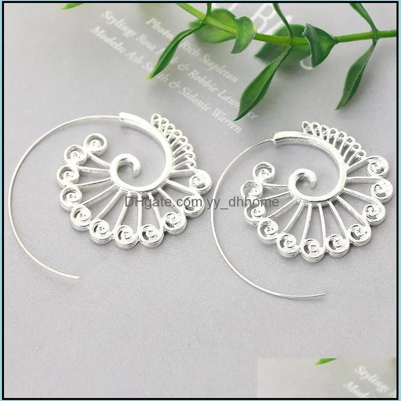 New Designer Jewelry Gifts Hyperbole Gear Earrings Swirl Drop Earring Spiral Type Geometric Simple Hoop Ear Hook Eardrop Women