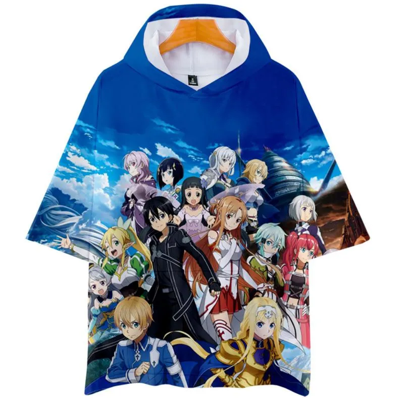 Herr t-shirts rolig anime svärd konst online huva t-shirt 3d tryck vuxna barn t-shirt pojkar/flickor avslappnad kortärmad tees