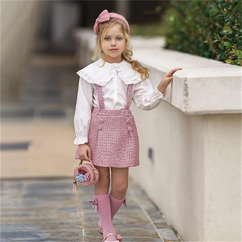 2pcs Baby Girl Bear Embroidered Hooded Short-sleeve Tee and Plaid Skirt Set