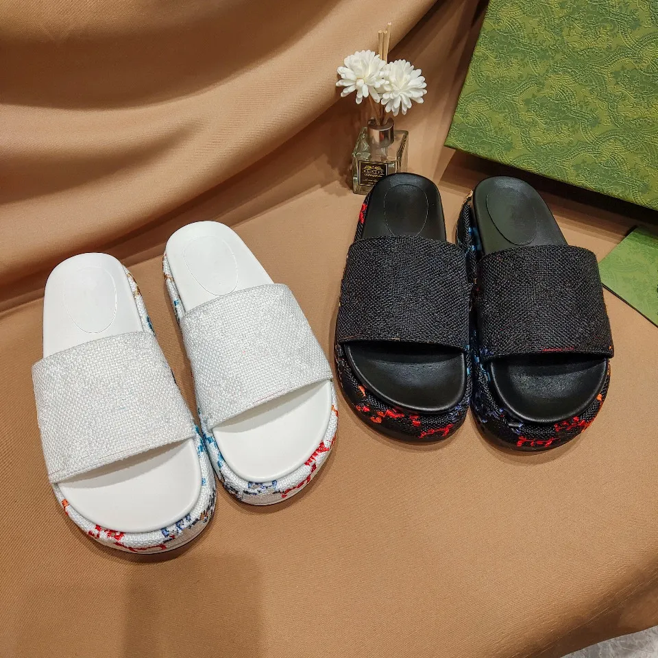 2022 designer moda mulheres chinelos plataforma 5.5cm saltos sandálias matérias especiais de tecido bordado marca comercial de alta qualidade atmosfera de luxo elegante