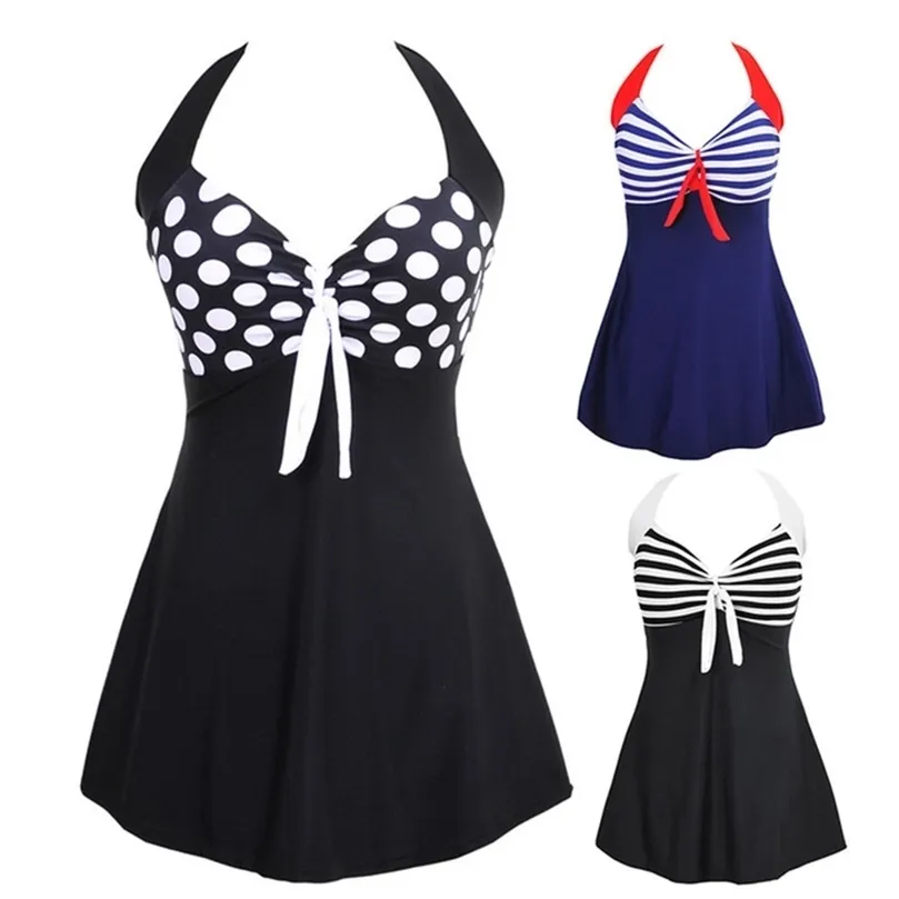 2020 Seksowna spódnica w paski w rozmiarze plus kantar Kobiety Kobiety 1pc garnitury Swimsuit Tankini Kobiet Kąpiec Kąpiec Suknie kąpielowe 4xl T200708