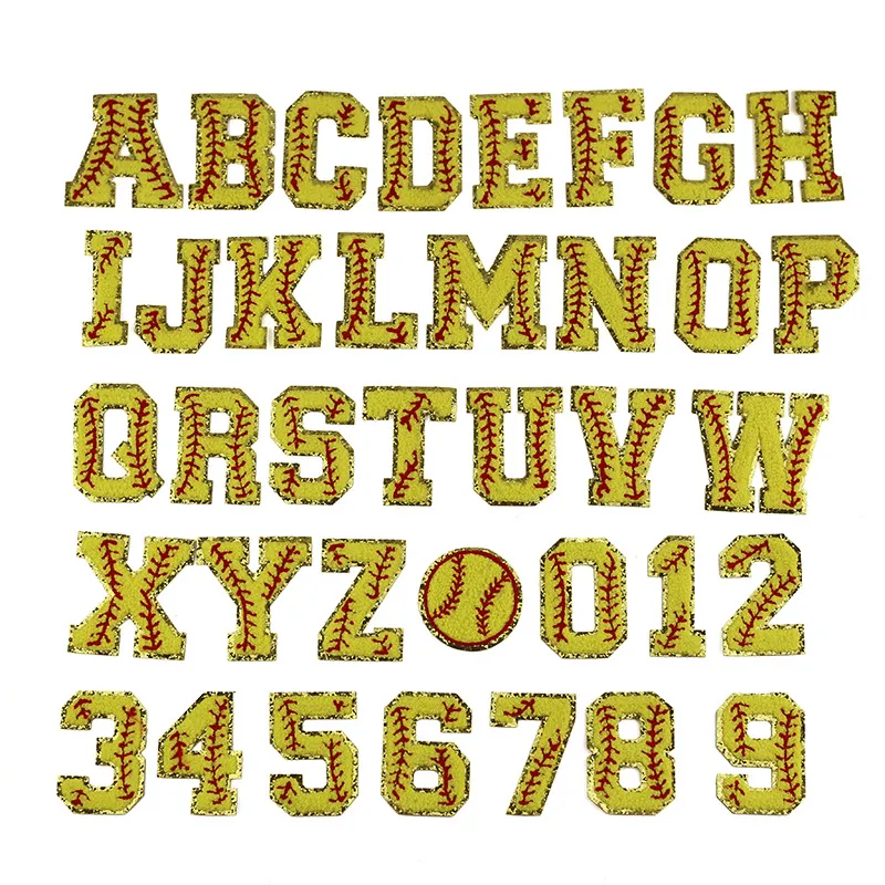 37 Styles Chenille Alphabet DIY Patch Textile Gold Glitter Trim Varsity Letter Perfect for Nylon Pouch Cosmetic Bag DIY Embroidery