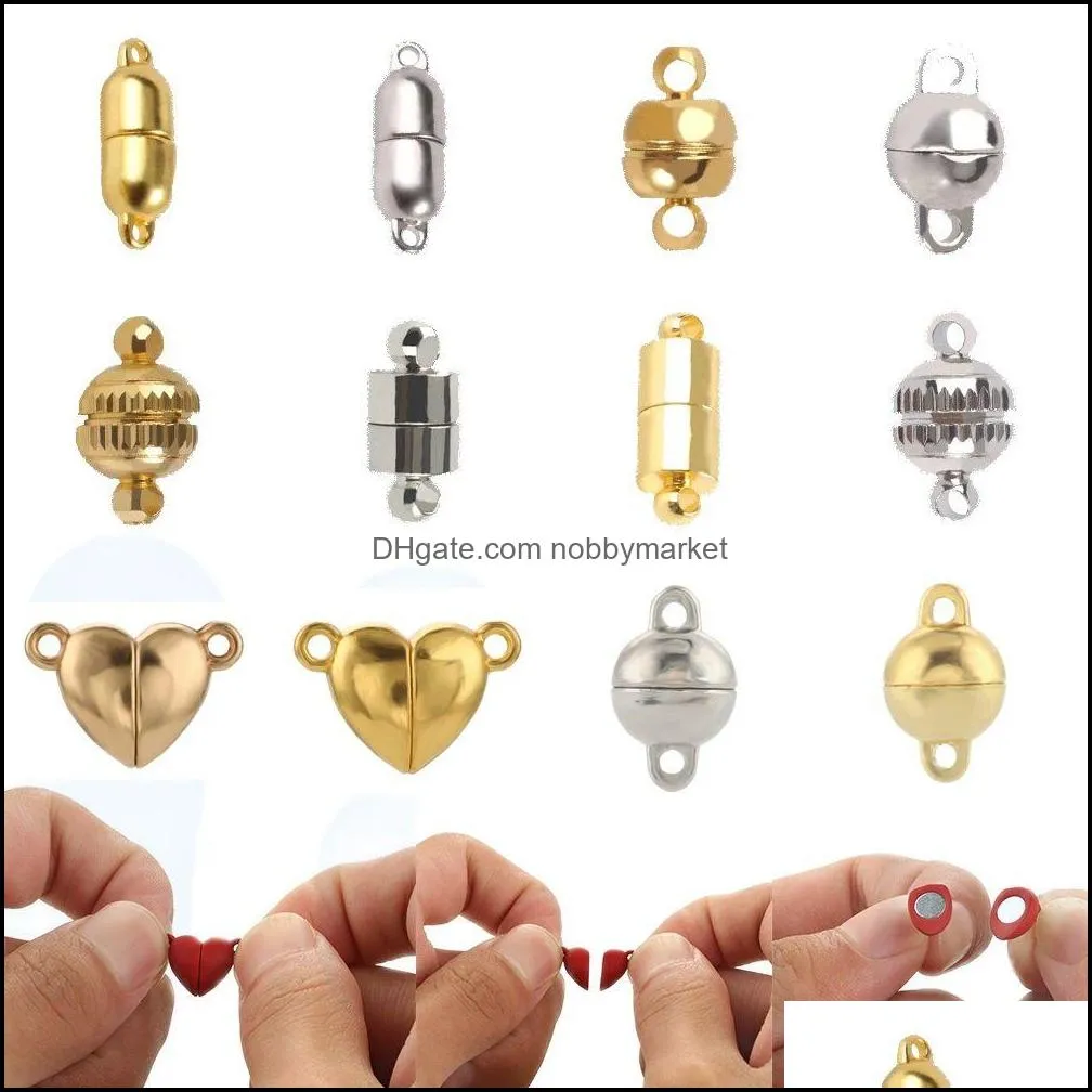 Forti chiusure magnetiche in acciaio inossidabile per collana con cinturino in pelle Collana con chiusura a calamita Connettore Gioielli fai-da-te Forniture Drop Delive