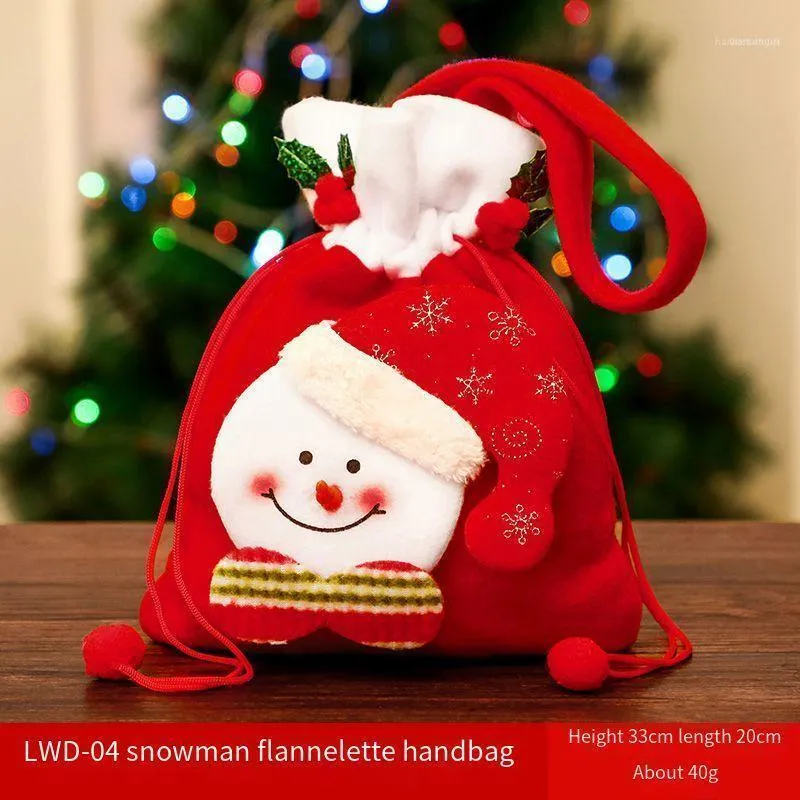 Décorations de Noël bonhomme de neige flanelle tissu bonbons sac cadeau bas petits cadeaux pour enfants décorations de dessin animé.