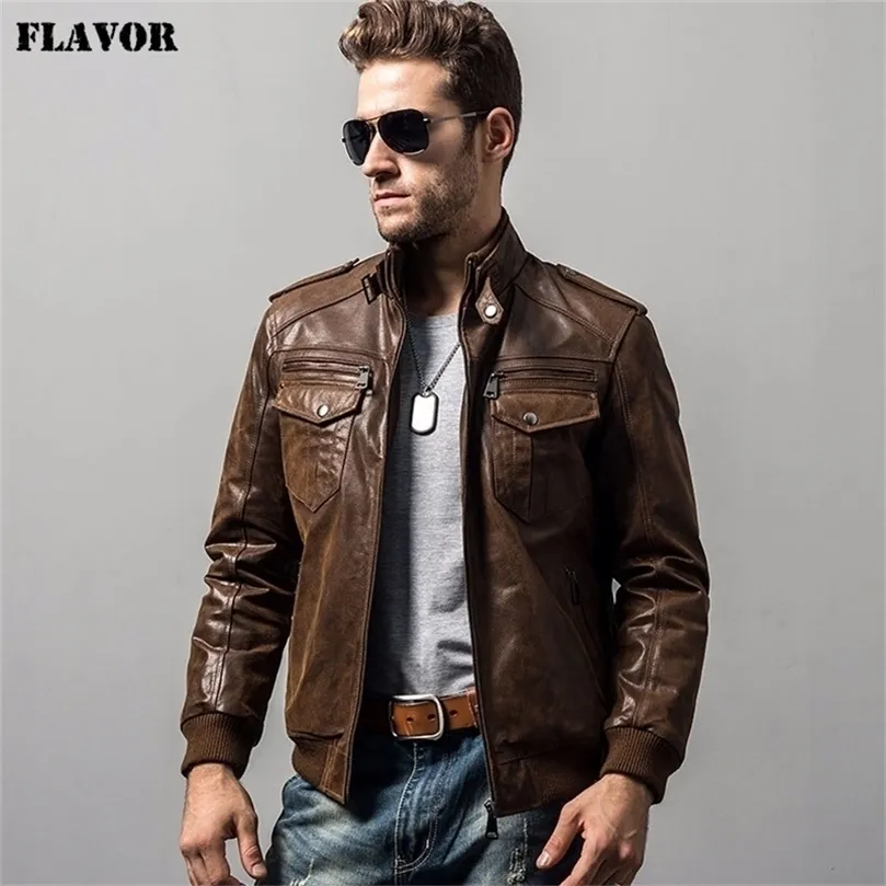 Veste en cuir véritable de moto en peau de porc pour hommes, rembourrage en coton, manteau chaud d'hiver, veste en cuir véritable 201126