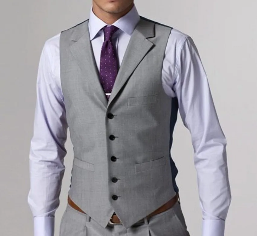 gray shirt purple tie